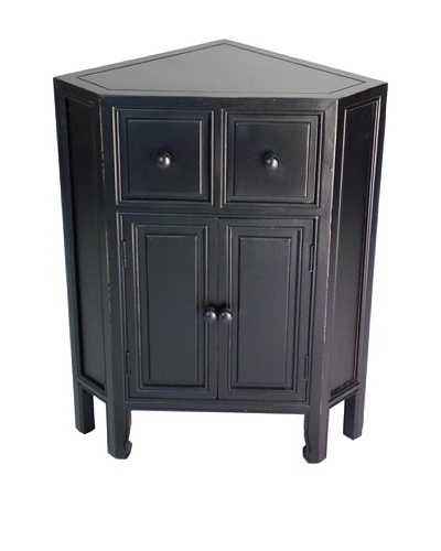 Charleston Suchow Corner Cabinet, Antique Black