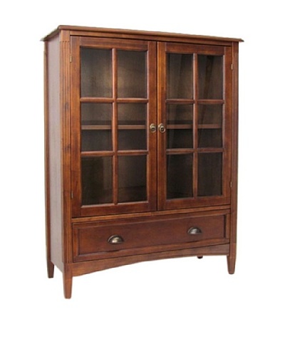 Charleston Bookcase With Glass Door, Brown