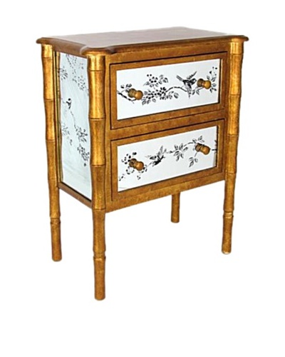 Charleston Antiqued Mirror Chest, Gold Leaf