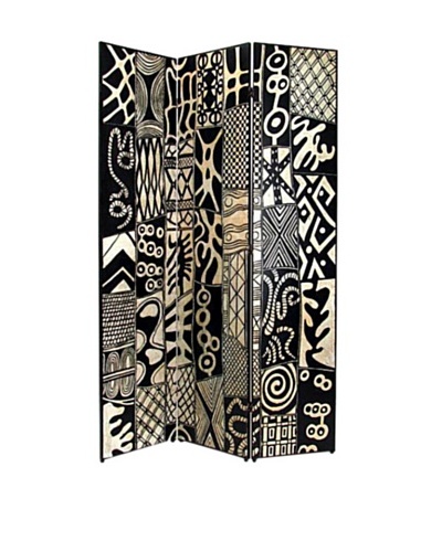 Charleston African Motif Screen, Black/Silver