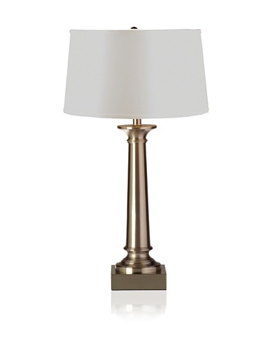 State Street Lighting Tapered Metal Column Table Lamp, Satin Nickel