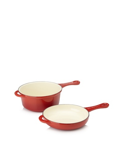 Chasseur 9″ Double-Enameled Cast Iron “Combicook” Pan and Fry Pan/Lid Set