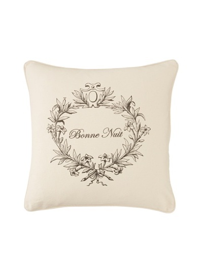 Chateau Blanc Natalie “Bonne Nuit” Pillow, Cream, 20″ x 20″