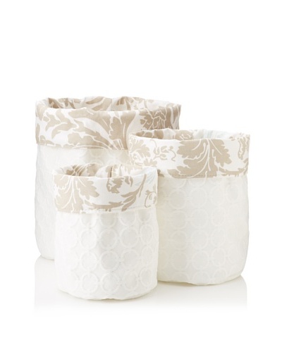 Chateau Blanc Set of 3 Sophie Fabric Storage Bags, White/Neutral