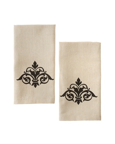 Chateau Blanc Set of 2 Damask Hand Towels, Neutral