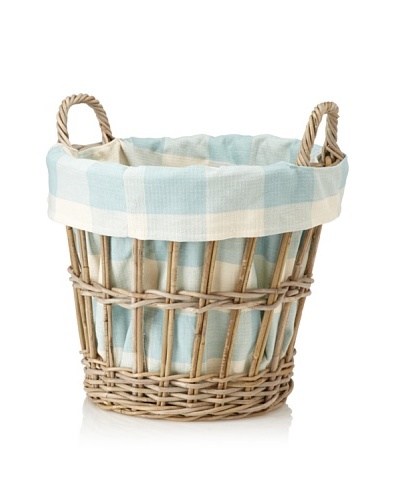 Chateau Blanc Sonoma Large Rattan Basket, Brown/Aqua/White