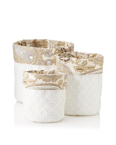 Chateau Blanc Set of 3 Gabrielle Fabric Storage Bags, White/Multi