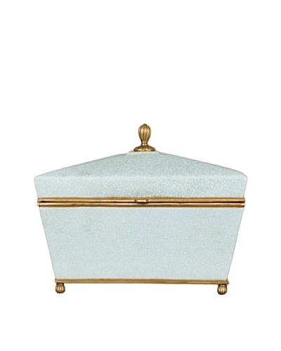 Oriental Danny Crackled Porcelain and Bronze Box, Blue