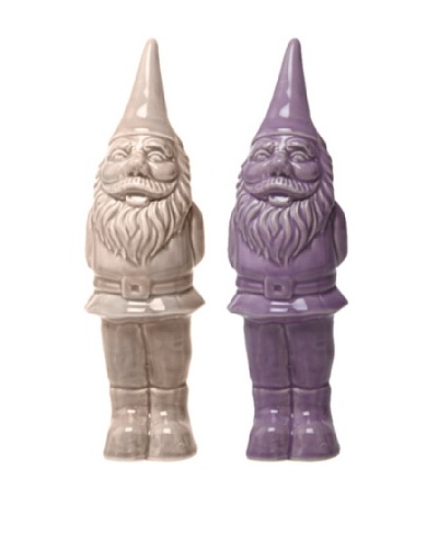 Chive Set of 2 Ceramic Garden Gnomes, Blush/Lilac