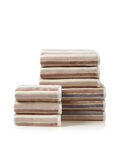 Chortex Set of 9 Carnival Stripe Bath Towels, Natural