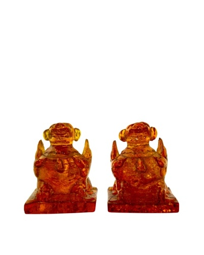 Ciel Set of 2 Hand-embellished Amberine Foo Dogs