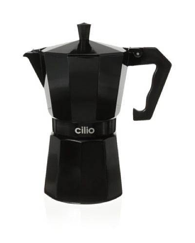 Cilio Premium “Aluminum Classico” 6-Cup Coffee Maker, Black