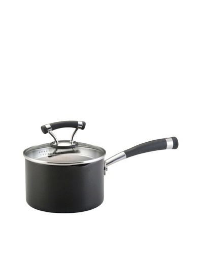 Circulon Contempo Hard-Anodized Non-Stick Covered Straining Saucepan, Black, 2-Qt.