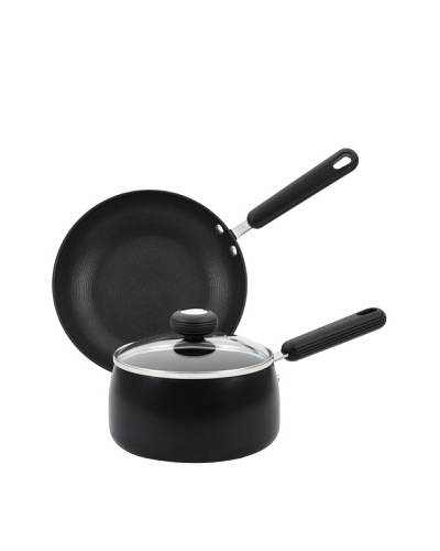 Circulon Classic 3-Piece Set: 2-Qt. Covered Saucepan and 10″ Skillet, Black