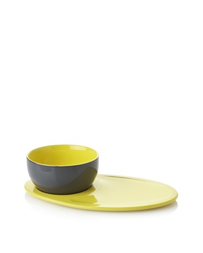 Classic Coffee & Tea Botero Soup Bowl & Sandwich Tray, Dark Grey/Yellow