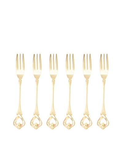 Classic Coffee & Tea Set of 6 Gold-Plated Forks, Love Knots