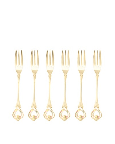 Classic Coffee & Tea Set of 6 Gold-Plated Forks, Love Knots