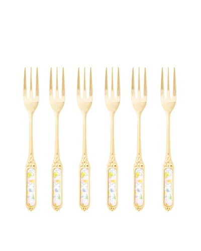 Classic Coffee & Tea Set of 6 Gold-Plated Forks, Papilio