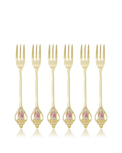 Classic Coffee & Tea Set of 6 Gold-Plated Forks, Queen Anne