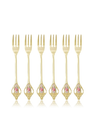 Classic Coffee & Tea Set of 6 Gold-Plated Forks, Queen Anne