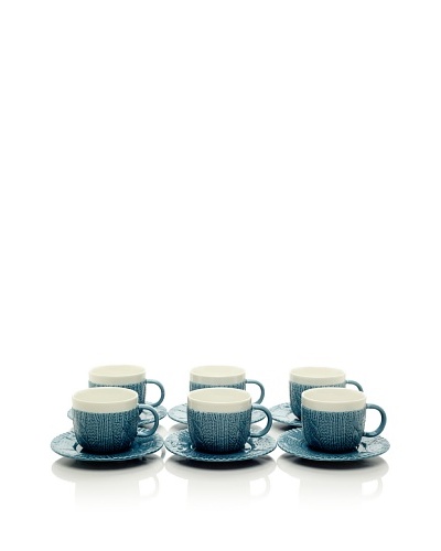 Classic Coffee & Tea Set of 6 Sweater Collection 3.5-Oz. Espresso Cups & Saucers