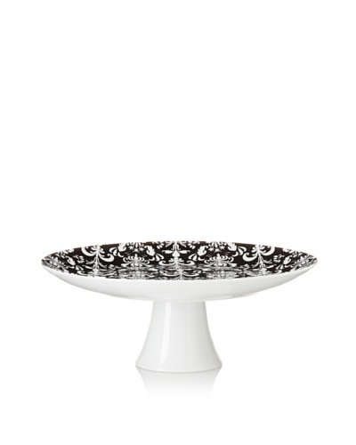 Classic Coffee & Tea Nouveau Chic 12″ Footed Cake Platter, Black/White