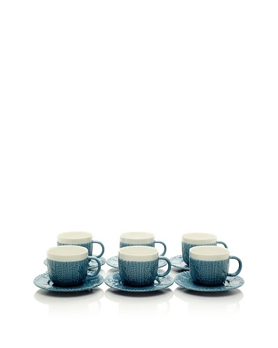 Classic Coffee & Tea Set of 6 Sweater Collection 7-Oz. Tea Cups & Saucers