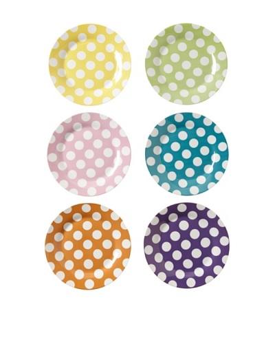 Classic Coffee & Tea White Dots Dessert Plates, Set of 6 [Assorted]