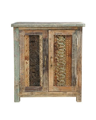 Melanie Vintage-Inspired Carved Cabinet in Lime Wash