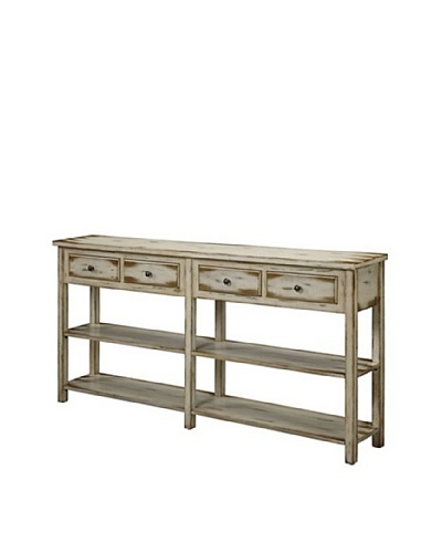 Coast to Coast 32062 Four Drawer Console in a Coffee and Antique White Finish