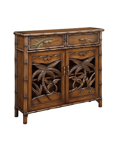 Coast to Coast Carved Palm Cabinet, Brown