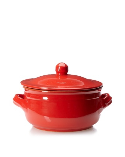 Coli Bakerware Italian Ceramic 1.25-Qt. Round Sauce Pan with Lid, Red