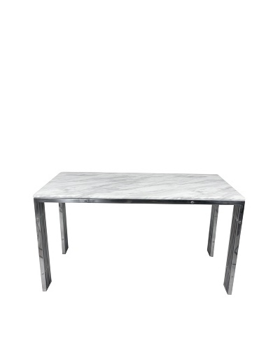 Control Brand Carrara Marble and Stainless Steel Dining Table, White Marble