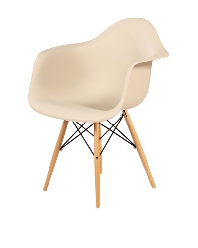 Control Brand Mid Century-Style Eiffel Arm Chair with Wooden Dowel Legs, Beige