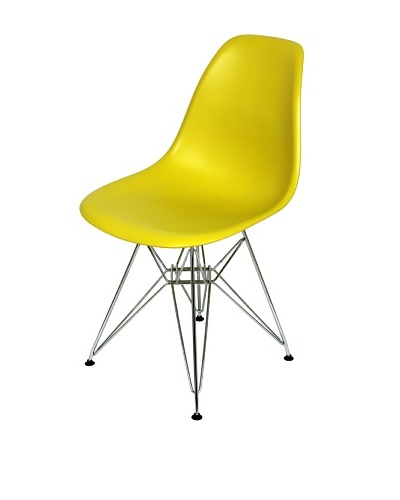 Control Brand Mid-Century-Inspired X-Leg Dining Chair, Neon Yellow