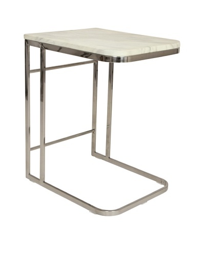 Control Brand Carrara Marble and Stainless Steel Side Table, White MarbleAs You See