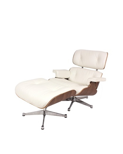 Control Brand Lincoln Lounge Chair & Ottoman, White