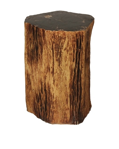 Control Brand Good Form Tree Trunk Smoking Table with Petrified Inlay Top, Natural