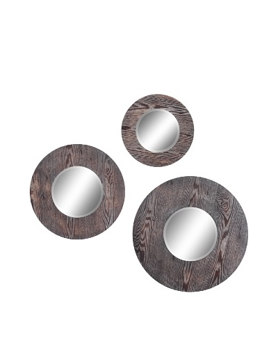 Cooper Classics Set of 3 Hinkley Mirrors, Dark Wood