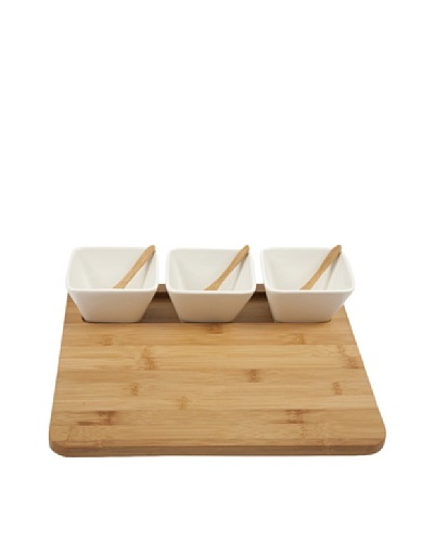 Core Bamboo 3-Part Square Entertainment Set, Natural/White