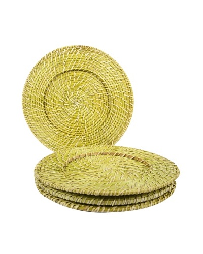 Core Bamboo Set of 4 Rattan and Bamboo Chargers [Lime]