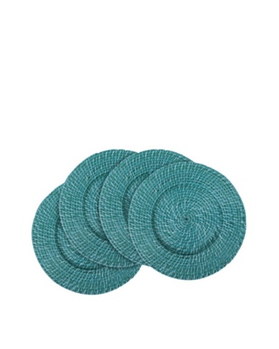 Core Bamboo Set of 4 Rattan & Bamboo Chargers, Teal
