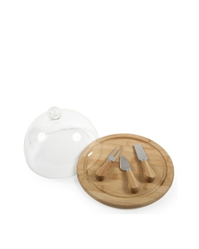 Core Bamboo 10138 Presentation Cheese Set with Glass Dome