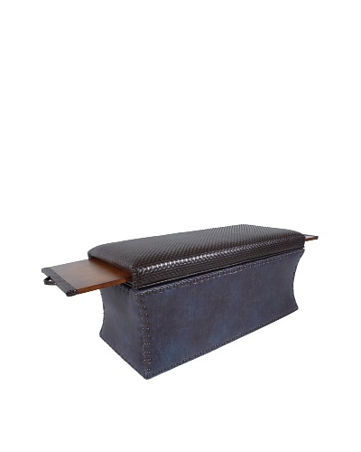 COUEF Carey Storage Bench, Coffee/Chocolate/Distressed Indigo