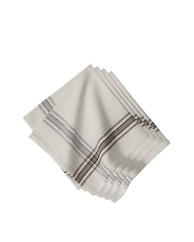 Couleur Nature Set of 4 Khadhi Napkins, White/Beige/Navy