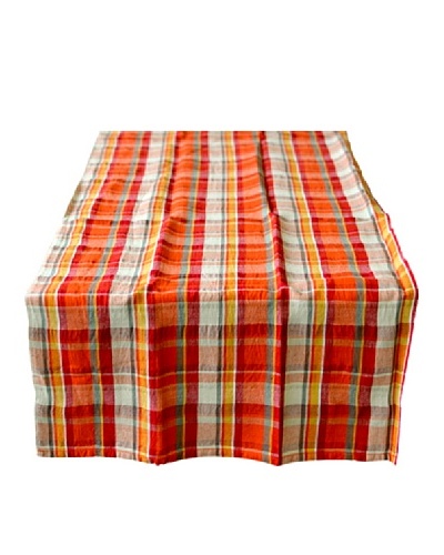 Couleur Nature Laundered Linen Madras Runner, Plaid