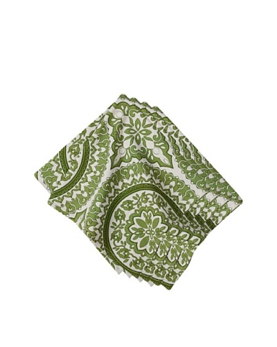 Couleur Nature Set of 4 Medallion Napkins, Green