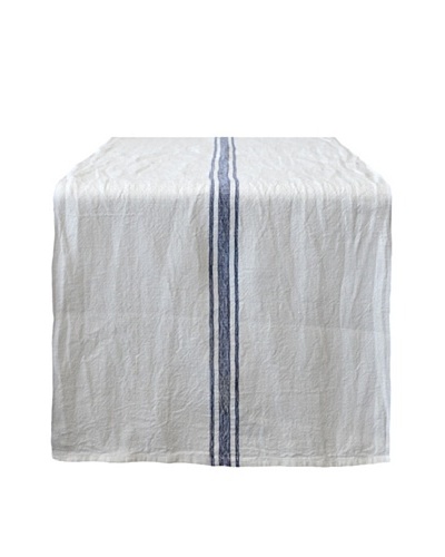 Couleur Nature Vintage Linen Striped Runner, Navy