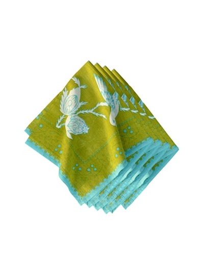 Couleur Nature Set of 4 Sparrow Napkins, Green/Turquoise