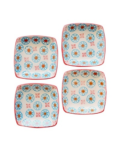 Couleur Nature Set of 4 Bleu D'Chine Ceramic Square Plates